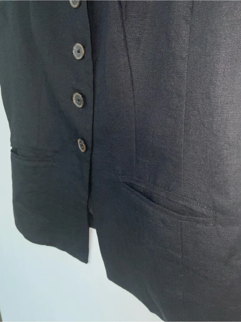 J. Crew Black Cutaway Linen Button-Front Vest